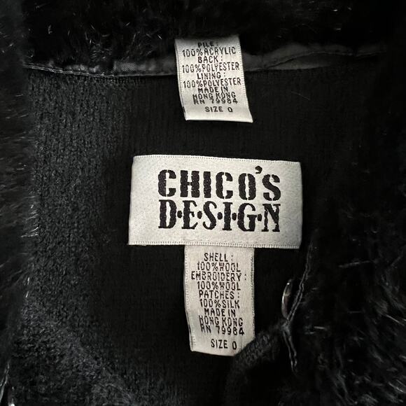 Chico's Design 100% Wool Patchwork Sweater Jacket Sz 0 (S/4) - Picture 5 of 6